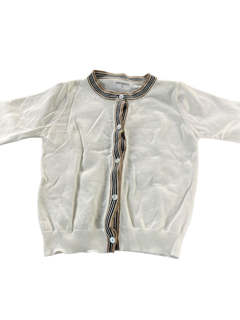 Mud Kingdom Girls White Button Down Cardigan Sweater Youth Size 140 9-10